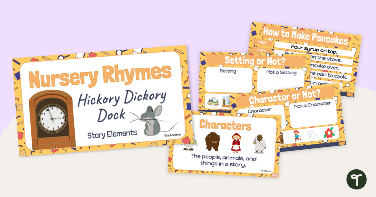 Hickory Dickory Dock - Story Elements Slide Deck teaching resource