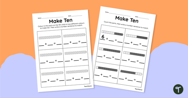 Make Ten Worksheet teaching resource
