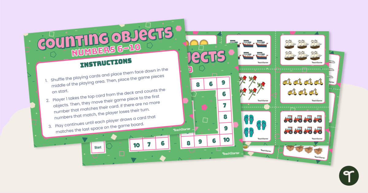 Counting Objects Board Game – Numbers 6–10 teaching resource