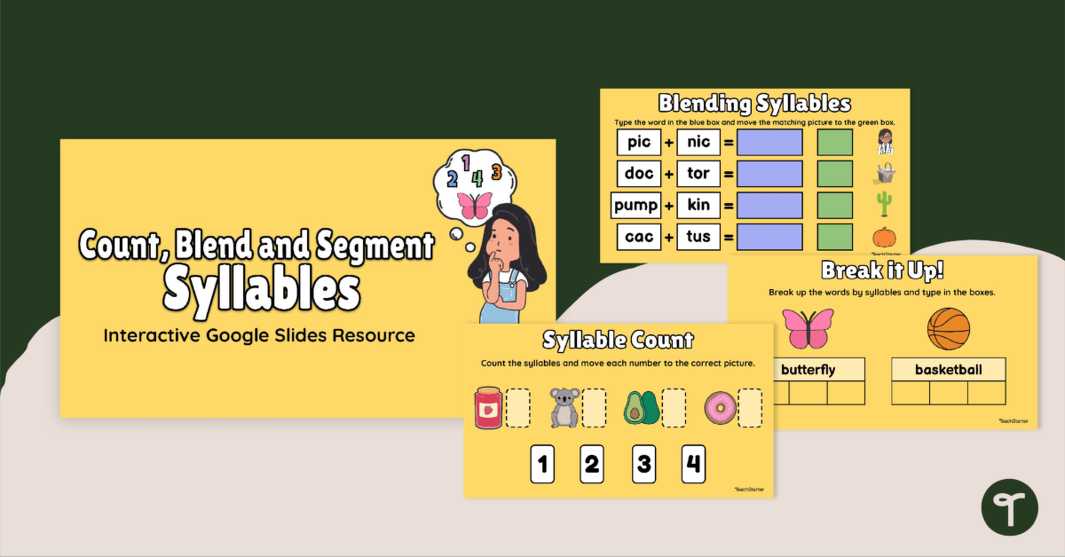 Counting, Blending and Segmenting Syllables Interactive Activity teaching resource