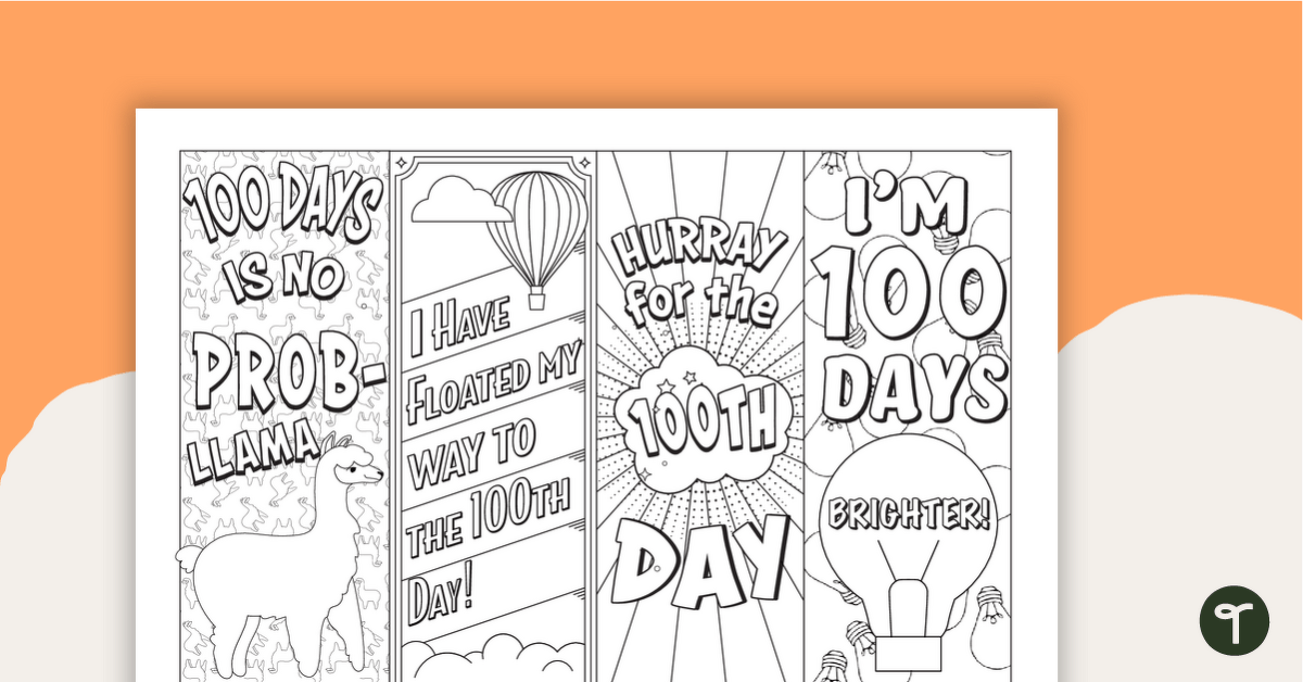 100th Day Bookmarks teaching resource