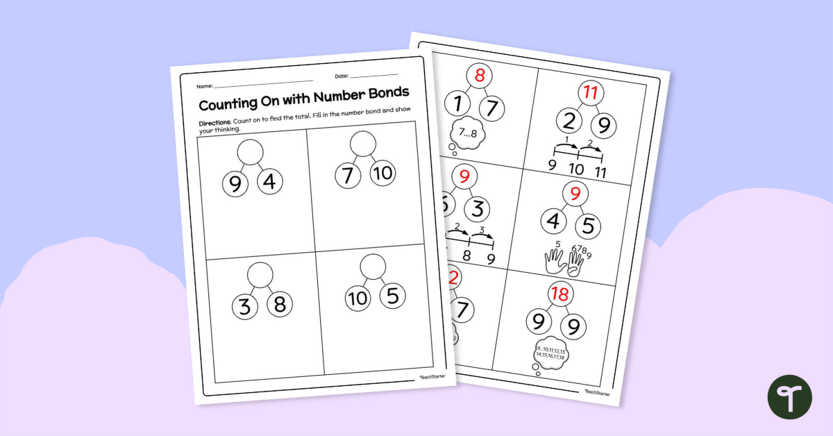 Counting On with Number Bonds – Worksheet teaching resource