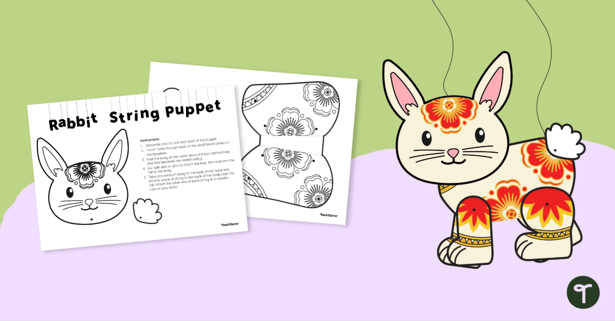 Lunar New Year Crafts - The Year of the Rabbit - String Puppet teaching resource