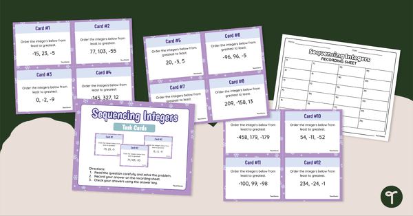Image of Sequencing Integers – Task Cards