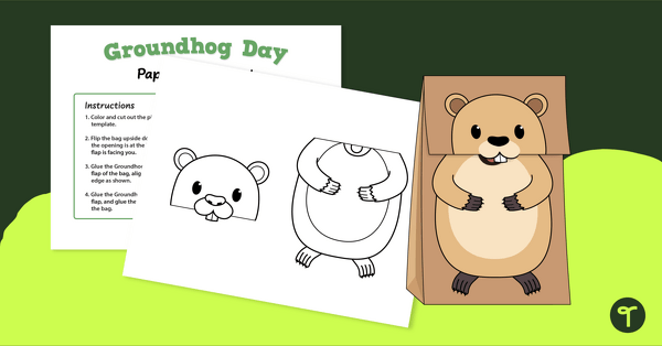 Groundhog Day Paper Bag Puppet teaching resource