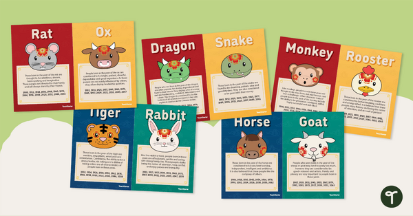 Go to Chinese Zodiac Animals Poster Set teaching resource