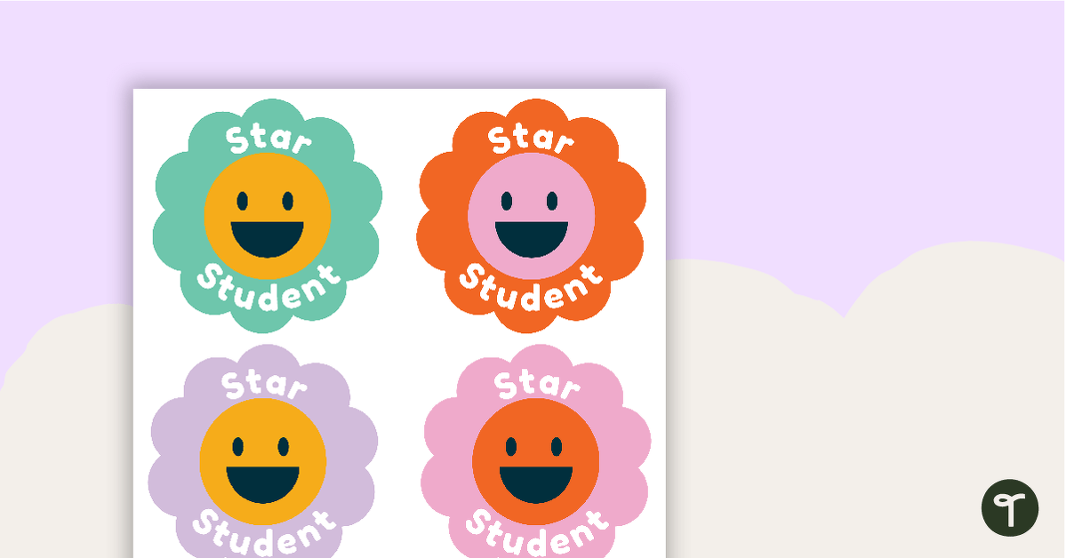 Groovy Flowers – Star Student Badges teaching resource