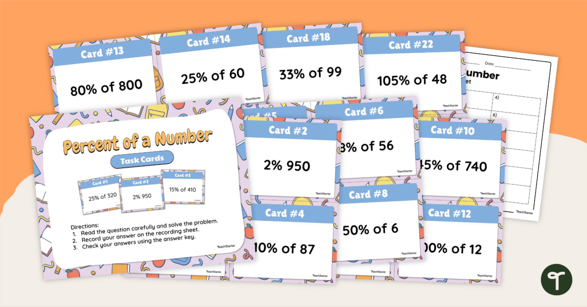 Percent of a Number Task Cards teaching resource