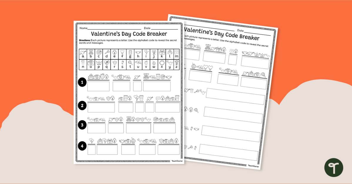 Valentine’s Day Worksheet - Crack the Code teaching resource