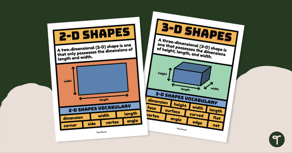 2D and 3D Shapes Vocabulary Poster teaching resource
