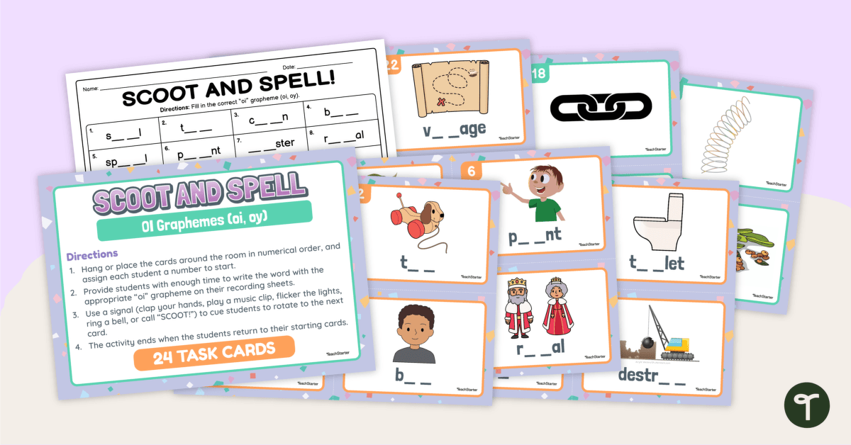 Spelling OI and OY Words - SCOOT! Task Cards teaching resource