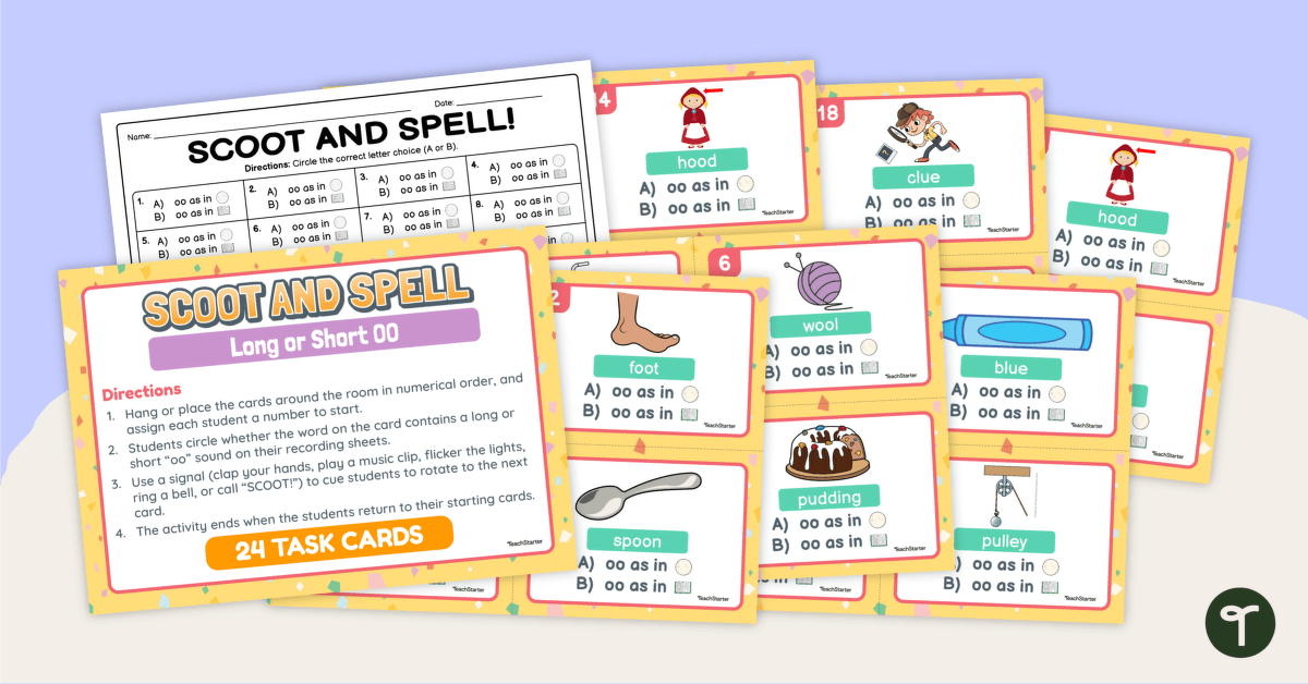 Words with OO - SCOOT! Task Cards teaching resource