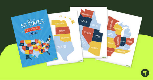 Map of the U.S. Puzzle and Game teaching resource