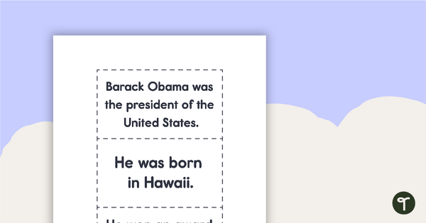 Read Along Pocket Chart Cards - Barack Obama teaching resource