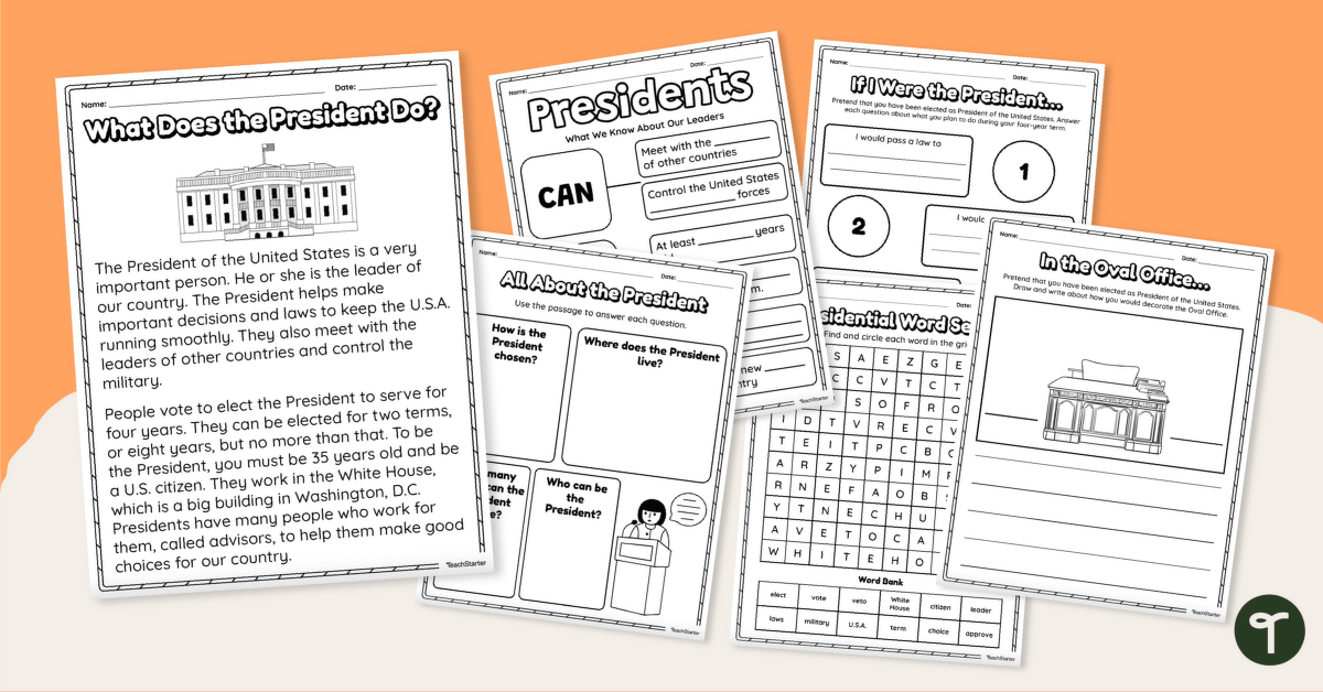 What Does the President Do? Activity Pack teaching resource