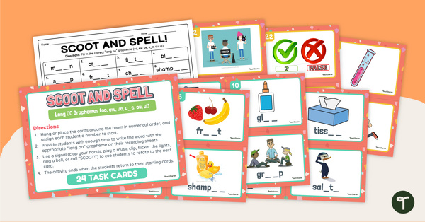 Go to Long OO Spelling Patterns - SCOOT! Task Cards teaching resource