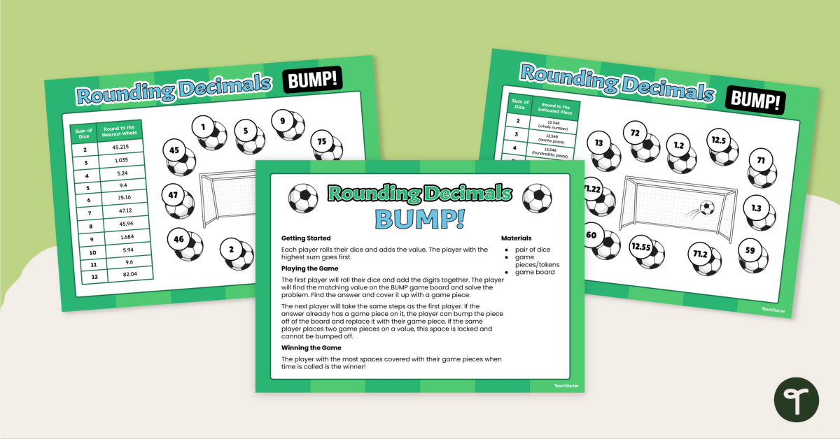 Rounding Decimals Bump! Game teaching resource
