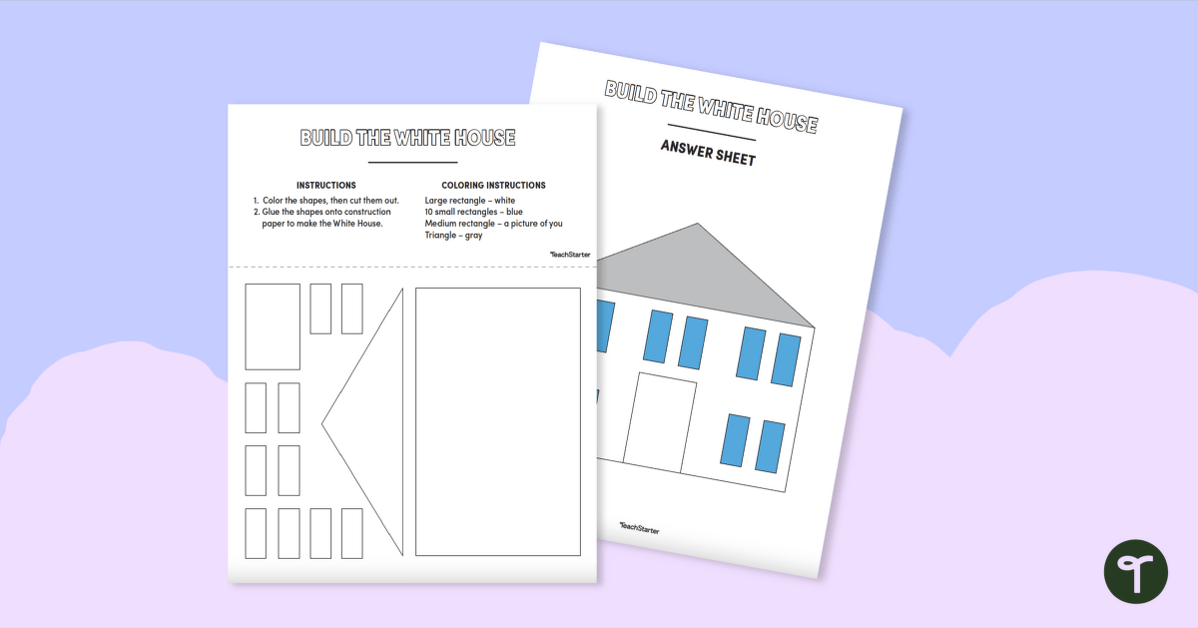 Build the White House - Cut and Color Activity teaching resource