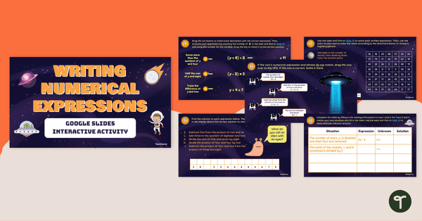 Image of Writing Numerical Expressions – Google Slides Interactive Activity