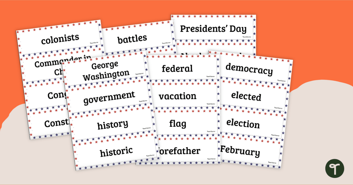 Presidents' Day Word Wall Vocabulary teaching resource
