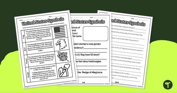Go to U.S. Symbols Reading Comprehension - Differentiated teaching resource