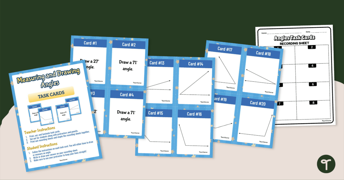 Measuring and Drawing Angles – Task Cards teaching resource
