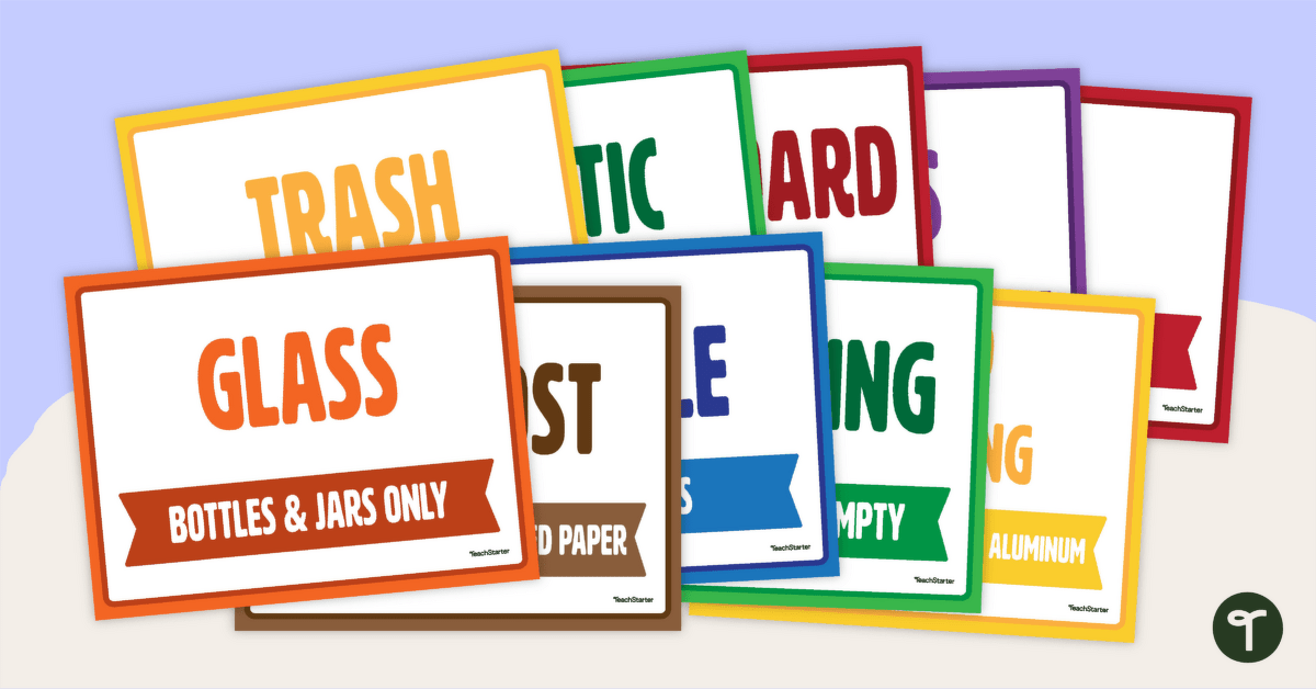 Recycling Labels - Printable Bin Tags teaching resource