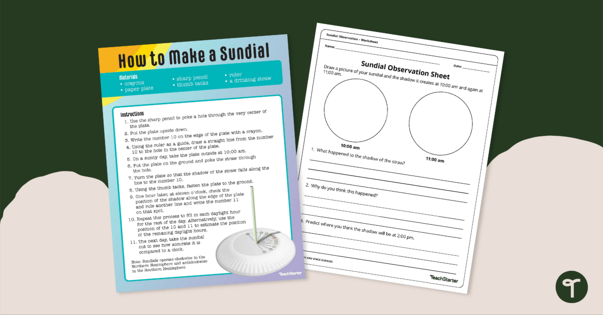 How to Make a Sundial Activity and Worksheet teaching resource