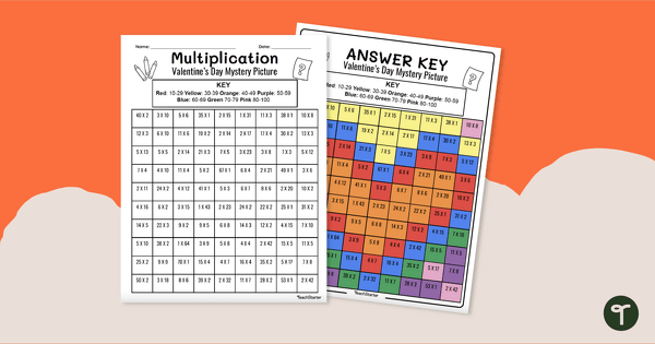 Go to Valentine's Mystery Picture - Multiplication Color By Number Worksheet teaching resource