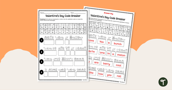 Go to Valentine’s Day Code Breaker Worksheet teaching resource