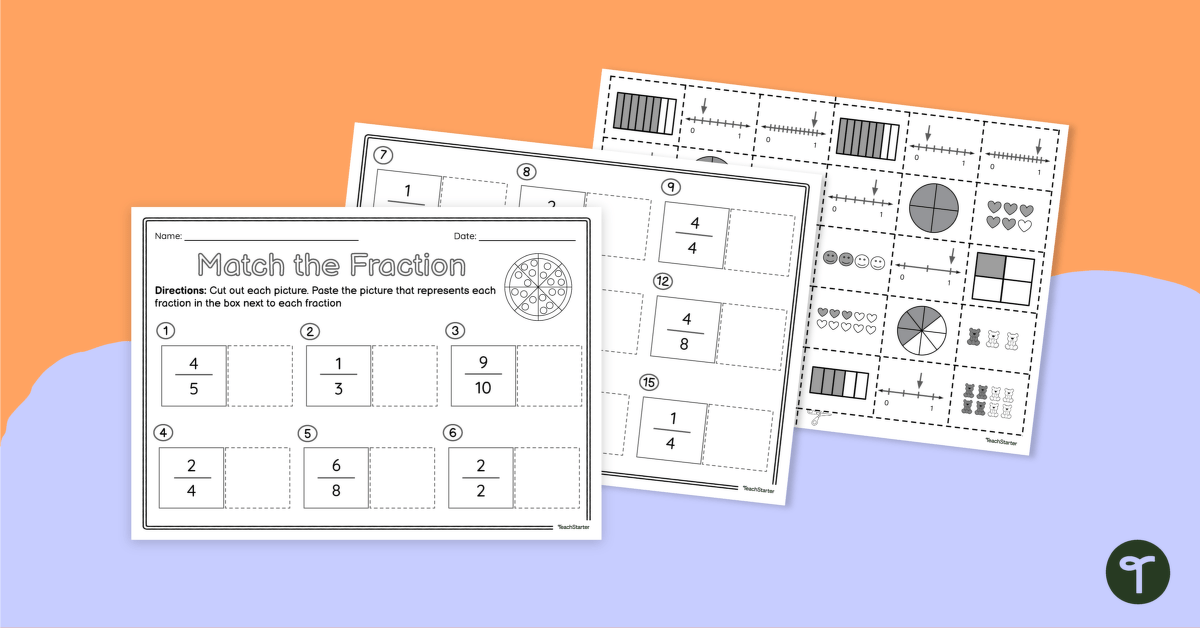 Match the Fraction Worksheet teaching resource