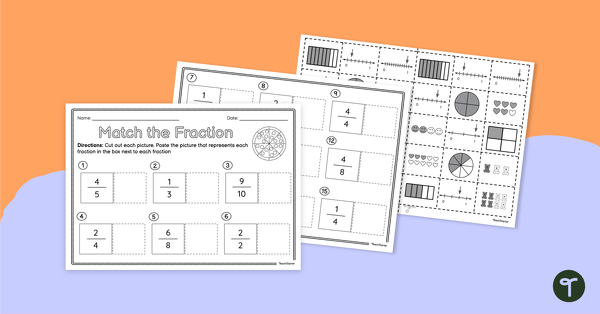 Image of Match the Fraction Worksheet