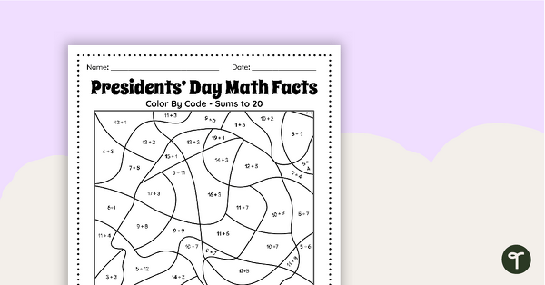 Go to Presidents' Day Color by Number - Addition teaching resource