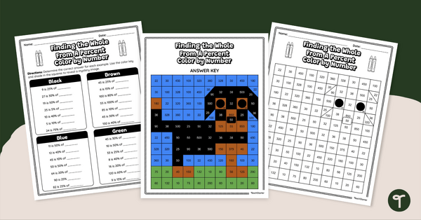 Go to Finding the Whole From a Percent – Mystery Image Worksheet teaching resource