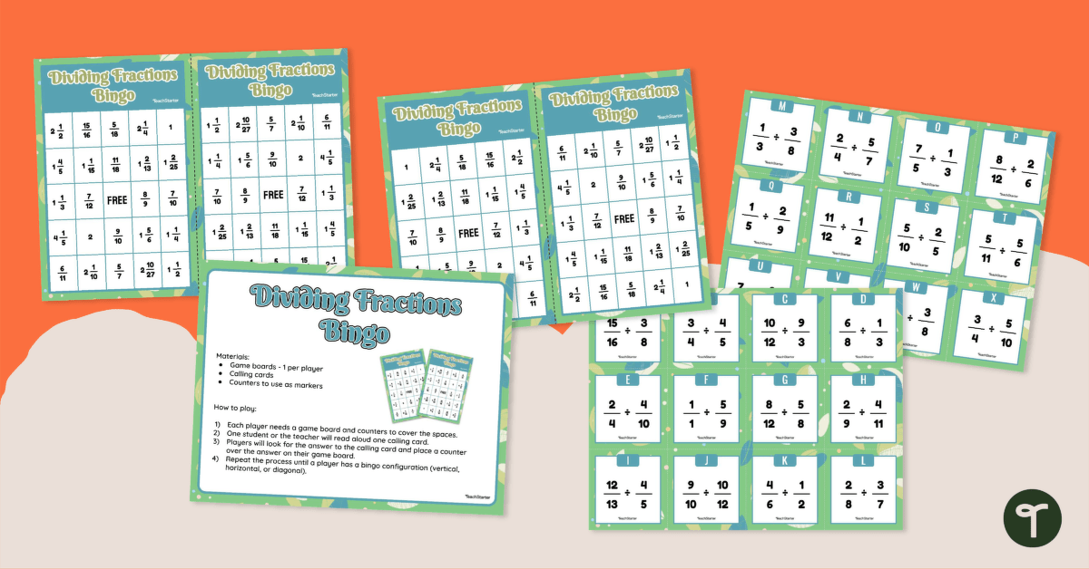 Dividing Fractions Bingo teaching resource