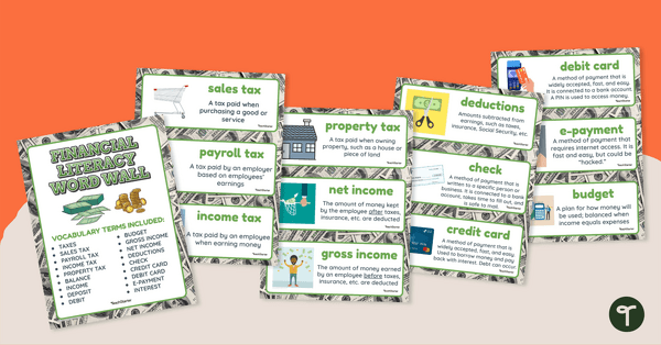 Go to Financial Literacy Word Wall teaching resource