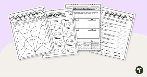 Valentine's Day Printables - Worksheets for 2nd Graders teaching resource