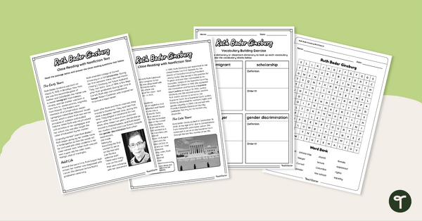 Go to Ruth Bader Ginsburg Comprehension Activity teaching resource