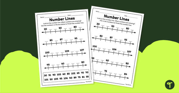 Image of Number Lines - Worksheet