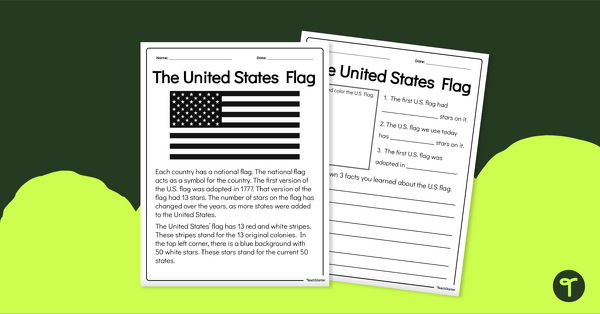 Go to Reading Comprehension Worksheet - American Flag Facts teaching resource