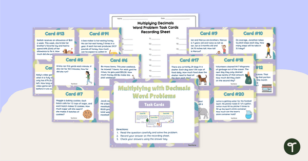 Multiplying Decimals – Word Problem Task Cards teaching resource