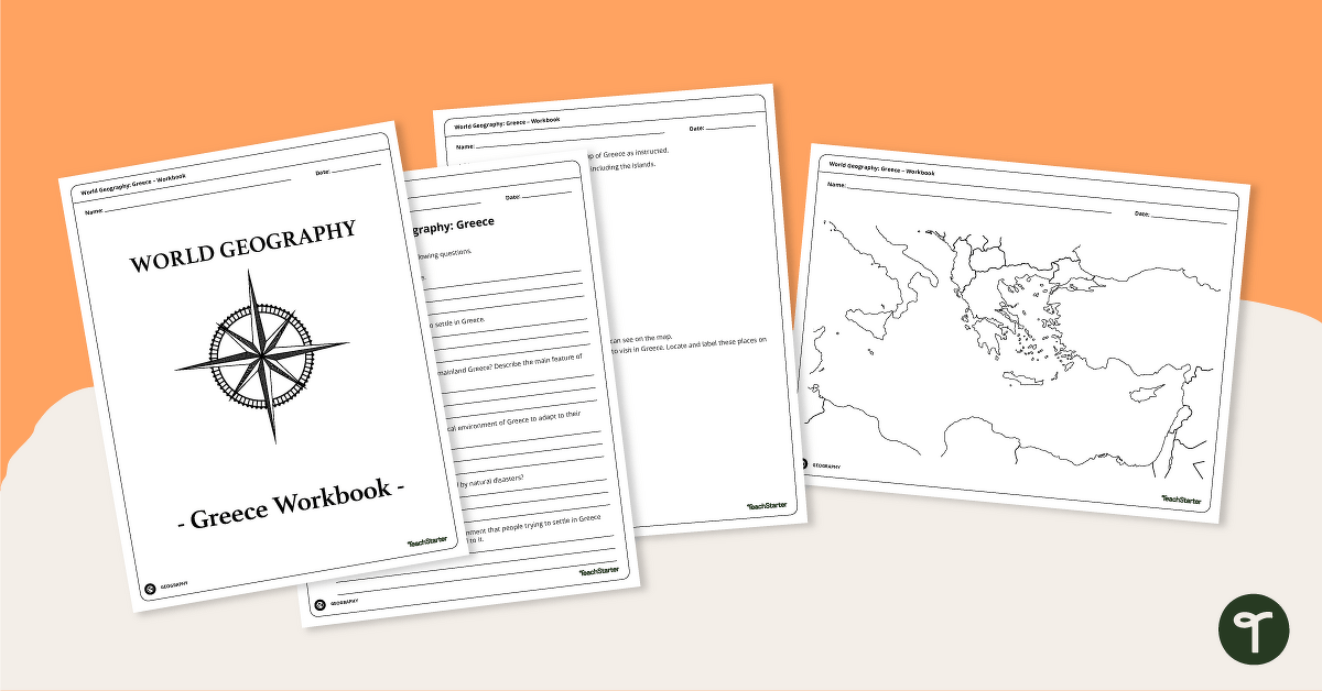 Features of Greece Map & Geography Worksheet Pack teaching resource