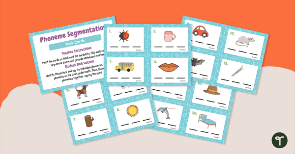 Phoneme Segmentation Task Cards teaching resource