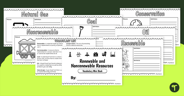 Go to Renewable and Nonrenewable Resources – Vocabulary Mini Book teaching resource