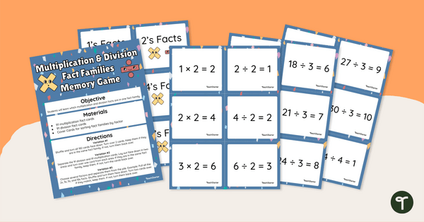 Multiplication and Division Fact Families – Memory Game teaching resource