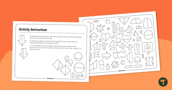Is It Half? Fractions Coloring Sheet teaching resource