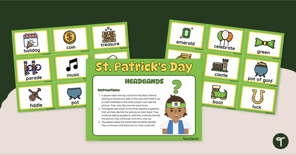 St. Patrick's Day Headbands Game teaching resource