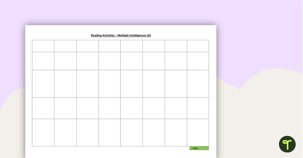 Preview image for Multiple Intelligences Grid - Reading Activities (A) - teaching resource