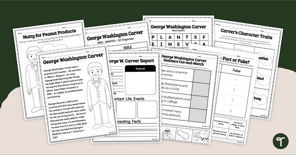 Go to George Washington Carver Activity Pack teaching resource