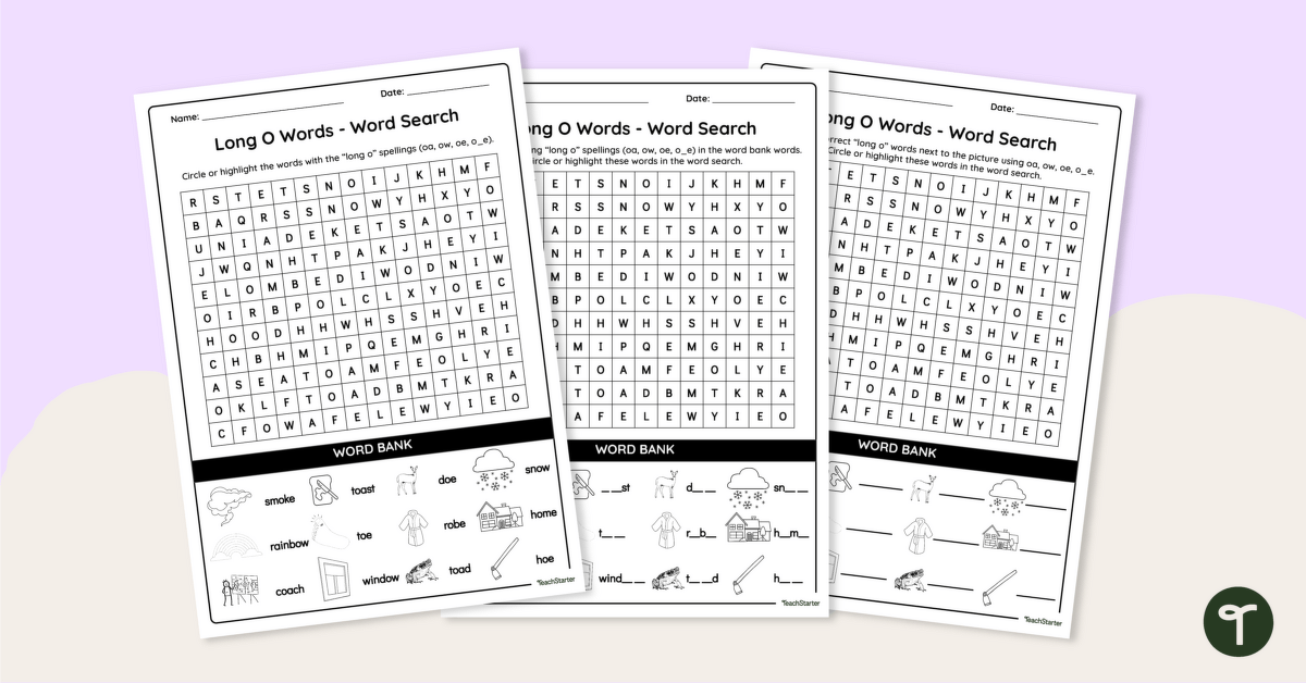 Long O Words - Word Search teaching resource